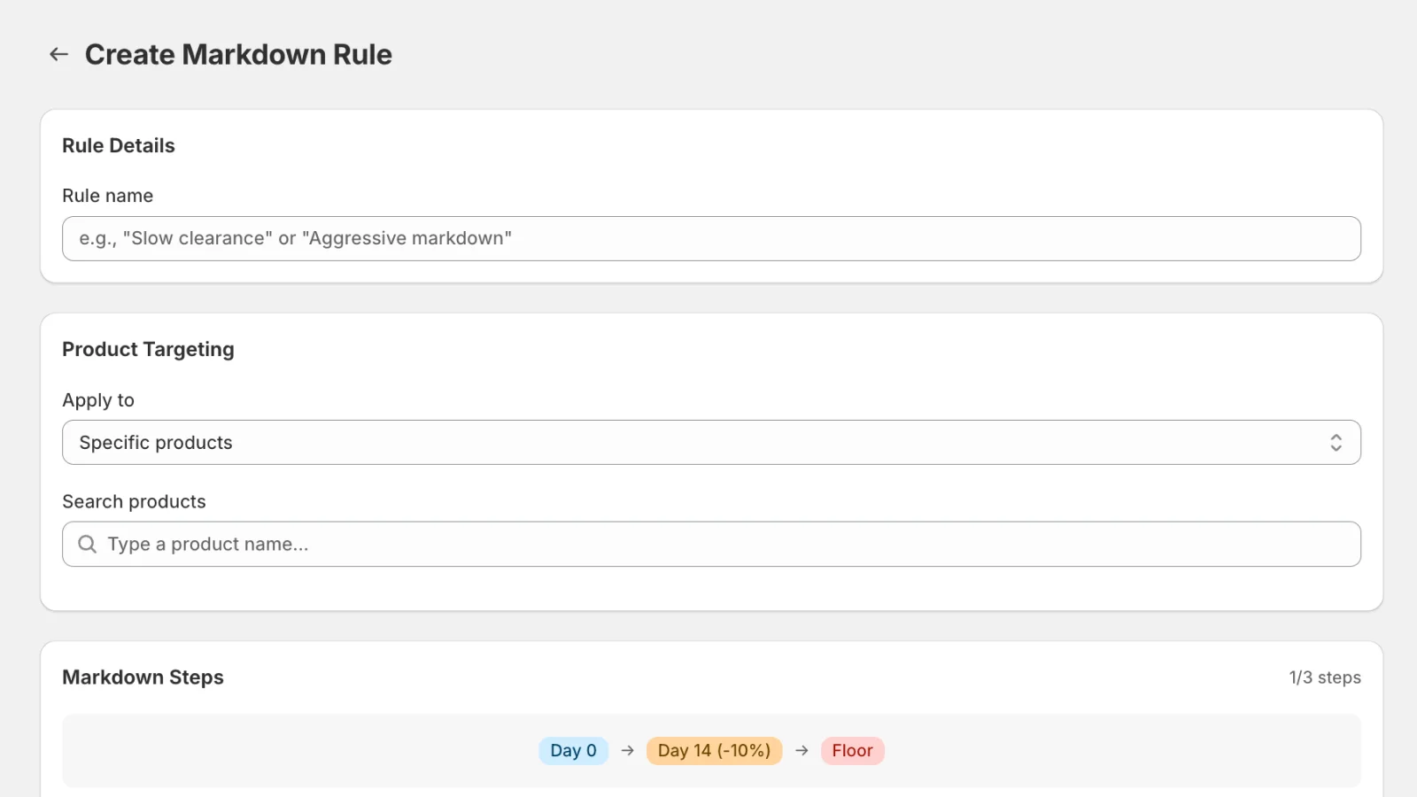 Markdown rule configuration
